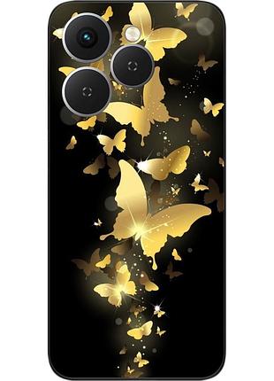 Силиконовый чехол epik для tecno spark 40 (km5n) с принтом золотые бабочки
