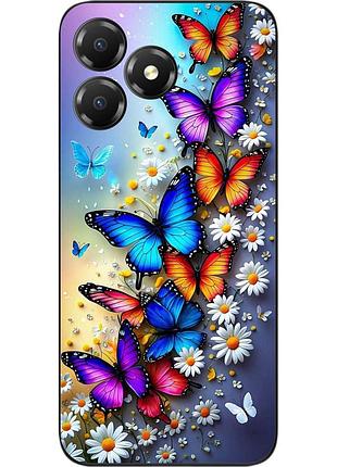 Чехол силиконовый epik для zte blade a36 с принтом бабочки с ромашками