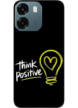 Чехол силиконовый epik для oppo a6 с изображением с надписью think positive