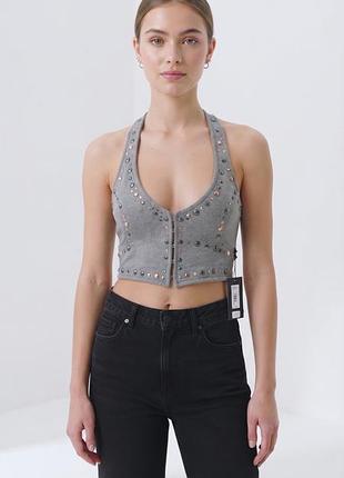 Оригінальний жилет / кроп-топ бюстьє a|x armani exchange із металевими заклепками розмір м