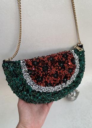Сумка з паєток, бісеру та страз у формі кавуна zara, оригінал