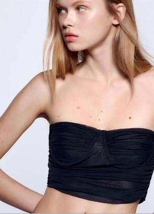 Укорочений топ із фатину та корсету zara