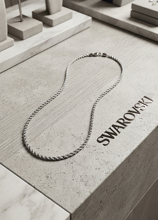 Серебристая цепочка снейк swarovski