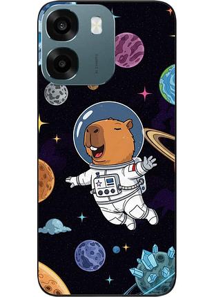 Силиконовый чехол epik для oppo a6 с картинкой капибара космонавт