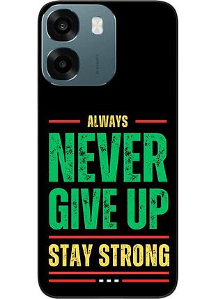 Чехол силиконовый epik для oppo a6 с изображением с надписью never give up