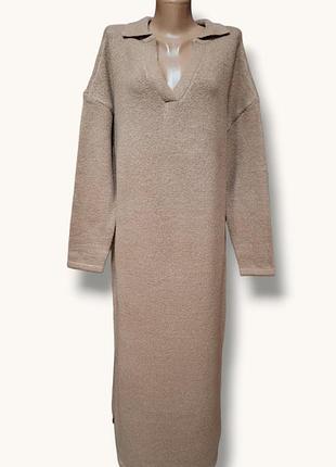 Женское длинное вязаное платье-свитер