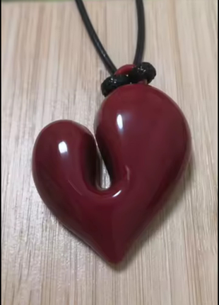 Подвеска кулон сердце красное бордовое бурунде 💌😍🫜 2