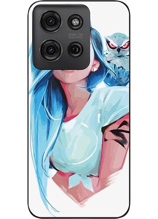 Силіконовий чохол epik для motorola g75 5g з картинкою дівчина із совою
