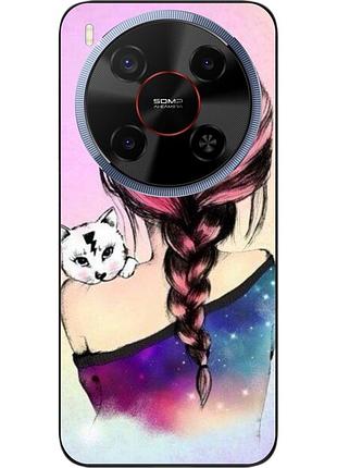 Силиконовый чехол epik для zte nubia v70 max с принтом девушка с котенком