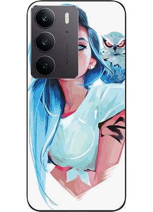 Силиконовый чехол epik для realme c75 4g с картинкой девушка с совой