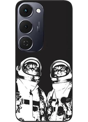 Силиконовый чехол бампер epik для tecno spark 40 pro plus (km7) с принтом космонавты коты