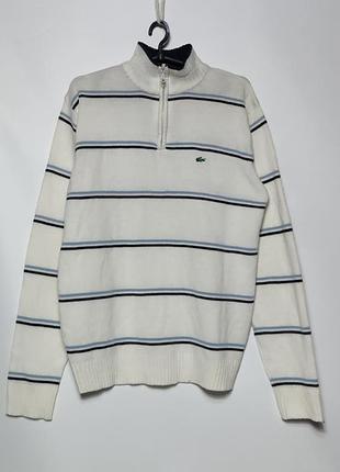 Мужской свитер в полоску lacoste 1/4 zip размер м винтаж