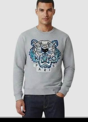Світшот, кофта, чоловіча kenzo, сіра s.