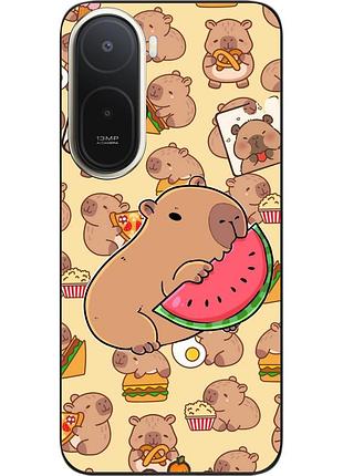 Силиконовый чехол epik для xiaomi poco c81 pro с картинкой капибара и арбуз