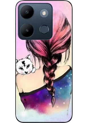 Силиконовый чехол epik для infinix smart 7 с картинкой девушка с котенком
