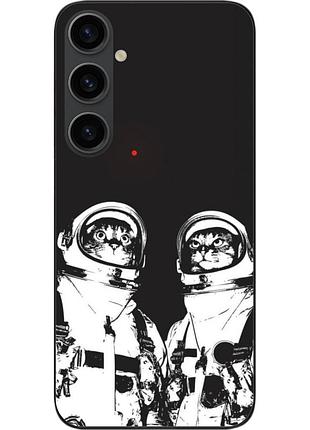 Силиконовый чехол бампер epik для samsung galaxy s24 fe с картинкой космонавты коты