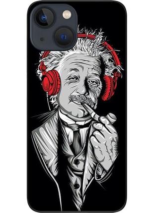 Чехол силиконовый epik для iphone 13 с картинкой эйнштейн в наушниках