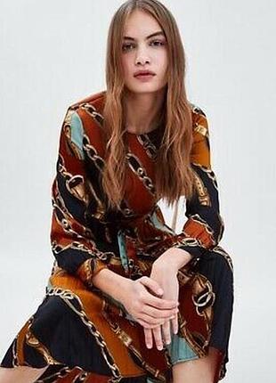 Платье миди плиссе zara s