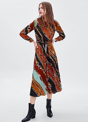 Плаття сукня міді плісе zara s 3