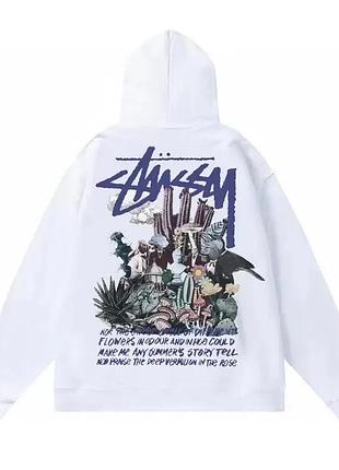 Худи белый loys stussy hoodie black cactus xs
