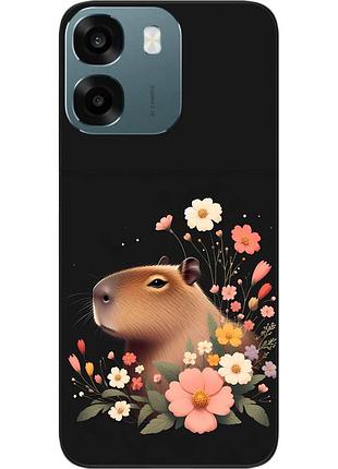 Силіконовий чохол epik для oppo a6 з картинкою квіткова капібара
