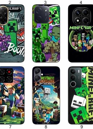 Силиконовый чехол с принтом minecraft майнкрафт для samsung xiaomi iphone realme vivo zte oppo motorola nokia tecno infinix poco