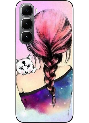Силиконовый чехол epik для infinix hot 60i (x6728) девушка с котенком