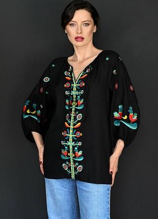 Жіноча вишиванка сорочка напівприлеглого силуету з вишивкою seam mksmv316/928
