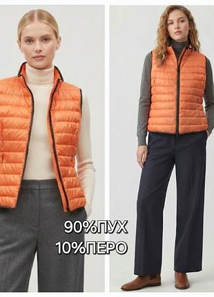 Пуховая/90%пух 10%перо/стеганная жилетка/с карманами/демисезон