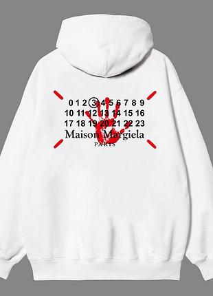 Мужское худи maison margiela paris logo толстовка кофта мэсон марджела mm6 унисекс белая m