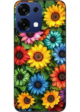 Силиконовый чехол бампер epik для oppo a6 pro с картинкой радужные подсолнухи