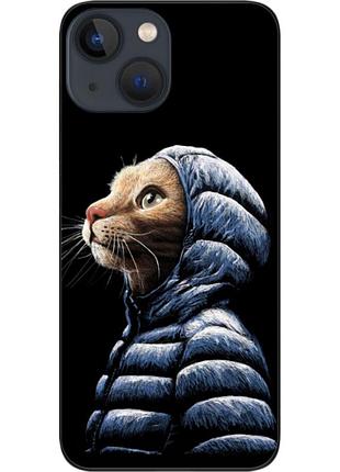 Бампер силіконовий чохол epik для iphone 13 з картинкою кіт у куртці