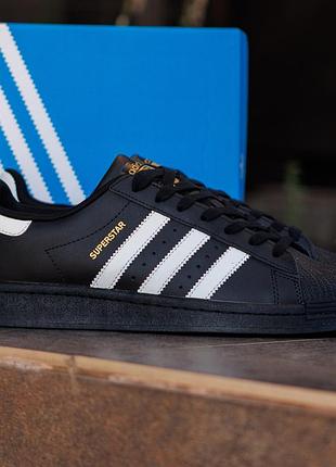 Мужские кеды adidas superstar classic nd черные классические кроссовки из натуральной кожи на демисезон уличные адидас суперстар