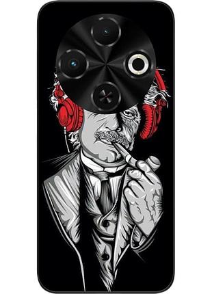 Чехол силиконовый epik для tecno spark 30c 4g (kl5) с картинкой эйнштейн в наушниках