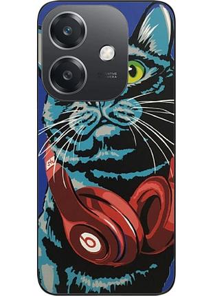 Силиконовый чехол epik для oppo a3x 4g с картинкой кот с наушниками