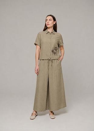 Женские брюки юбка льняные широкие прямые tell mktl3849