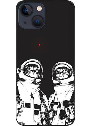 Силиконовый чехол бампер epik для iphone 13 mini с картинкой космонавты коты