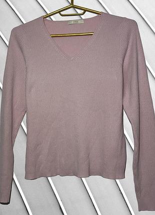 Жіночий рожевий лонгслів marks & spencer uk 14 m 38 40 44 46 маркс спенсер кофта в рубчик з v-вирізом marks & spencer m 46