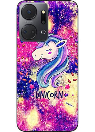 Чехол силиконовый epik для honor x7a с картинкой красивый единорог