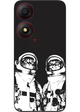 Силиконовый чехол бампер epik для zte blade a34 с картинкой космонавты коты