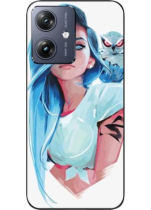 Силіконовий чохол epik для motorola g54 power з картинкою дівчина із совою