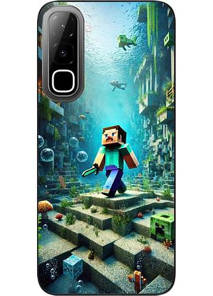 Силиконовый чехол epik для infinix hot 70 (x6895) с принтом подводное приключение minecraft