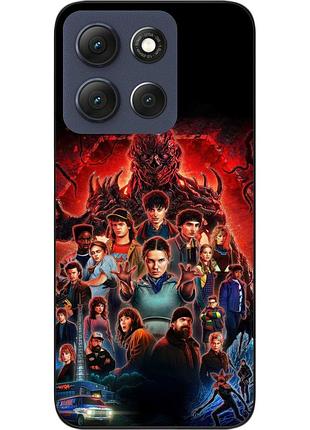 Силиконовый чехол epik для motorola g86 5g с принтом очень странные дела герои