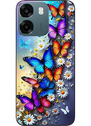 Чехол силиконовый epik для oppo a6 с принтом бабочки с ромашками