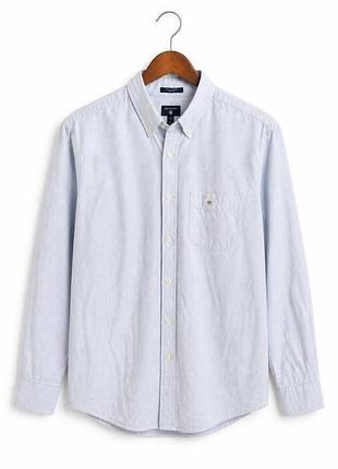 Брендова сорочка gant solid oxford оригінал l блакитна