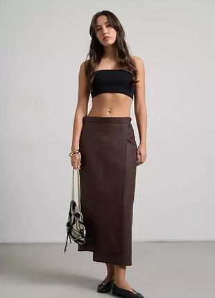 Женская юбка на запах прямая из конопляного полотна rica mare mkrm4322