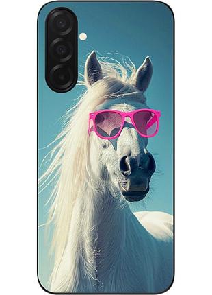 Силіконовий чохол epik для samsung galaxy a37 з принтом кінь у рожевих окулярах
