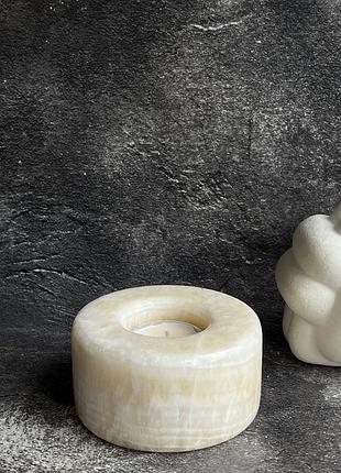 Кальцит натуральный. подсвечник из камня. подсвечник из натурального кальцита. германия.