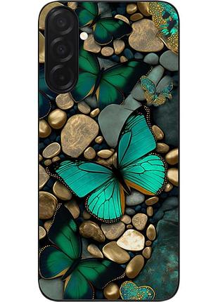 Чехол силиконовый epik для samsung galaxy a27 5g с принтом бирюзовые бабочки на камнях