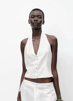 Топ з коміром халтер zara